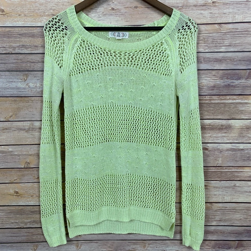 Pink Rose S Open Weave Crochet Top Lemony/Lime